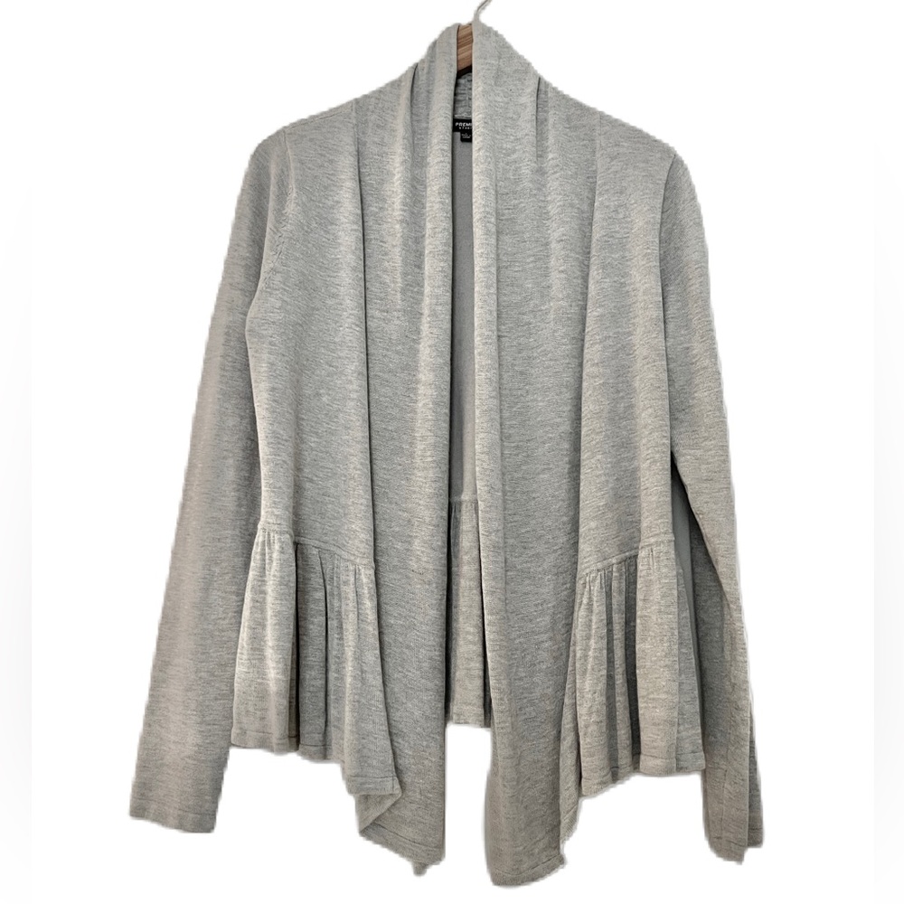 NWOT Beautiful Grey Sweater Cardigan with Ruffle Detailing